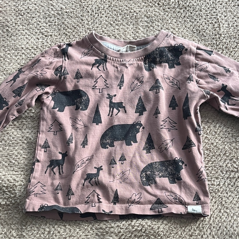Turtledove London Pink Woodland Print Long Sleeve Tee